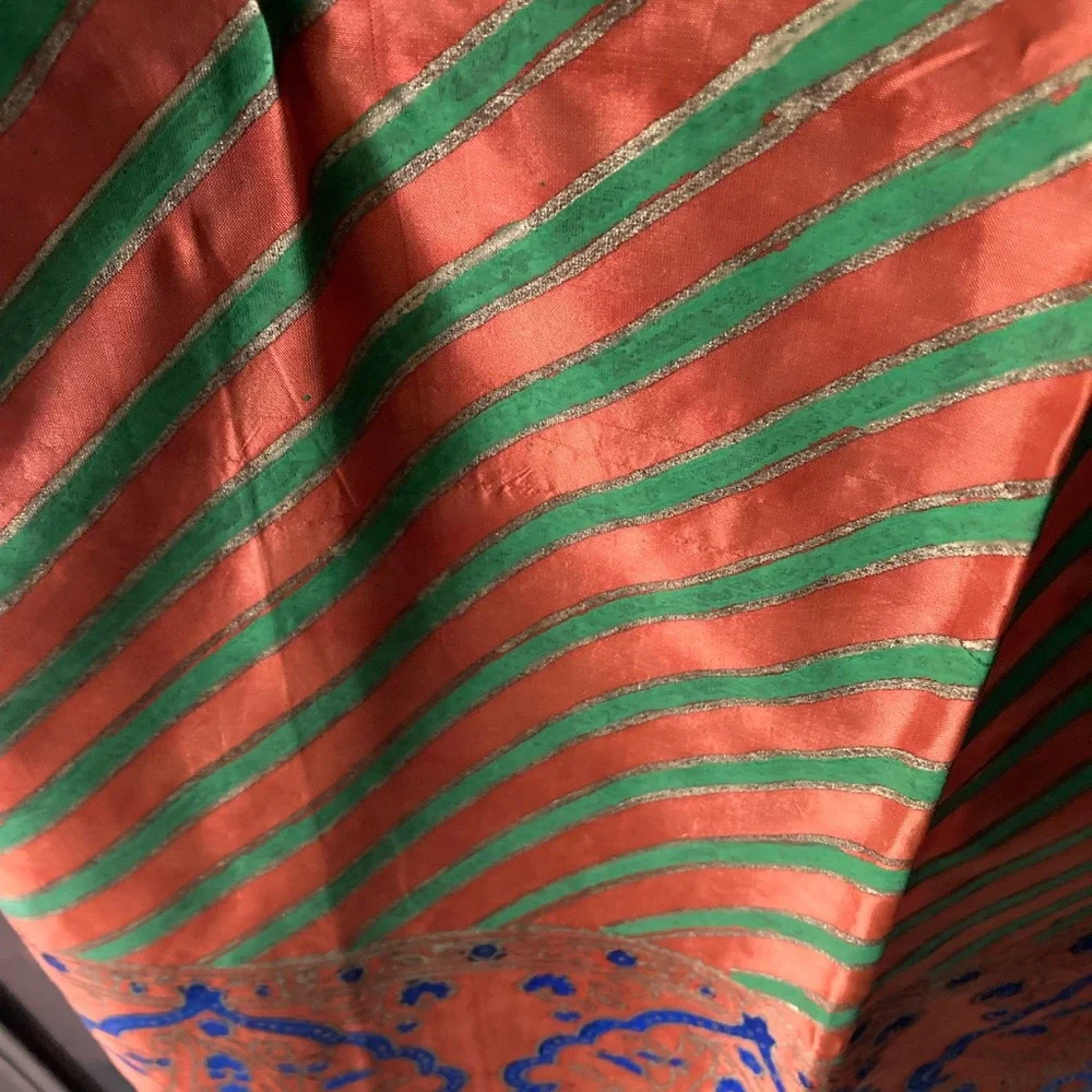 Multicolored Block printed silk stole/dupatta - Picture 15 of 16